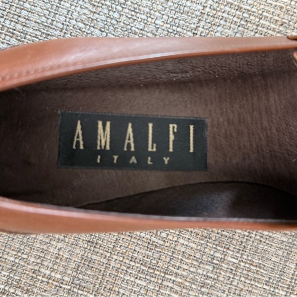 Amalfi Italy leather Brown dress shoes loafer Size 6 Brown Loafers Handmade - Picture 9 of 10